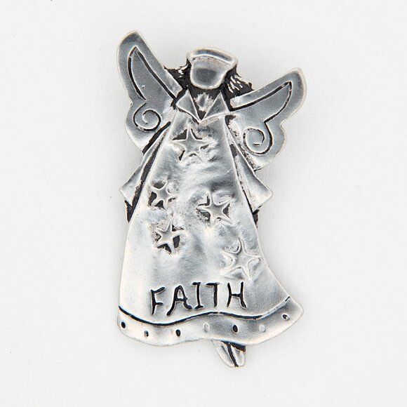 Uno Alla Volta | Pewter Faith Hope Love Angel Magnets | Handcrafted Set of 3 - Picture 7 of 11